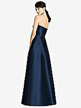 Rear View Thumbnail - Midnight Navy & Midnight Navy Strapless A-Line Satin Dress with Pockets