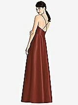 Rear View Thumbnail - Auburn Moon V-Neck Full Skirt Satin Maxi Dress