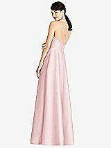 Rear View Thumbnail - Ballet Pink V-Neck Full Skirt Satin Maxi Dress