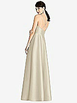 Rear View Thumbnail - Champagne V-Neck Full Skirt Satin Maxi Dress