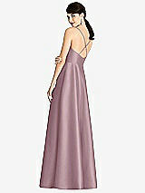 Rear View Thumbnail - Dusty Rose V-Neck Full Skirt Satin Maxi Dress