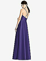 Rear View Thumbnail - Grape V-Neck Full Skirt Satin Maxi Dress
