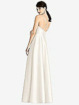 Rear View Thumbnail - Ivory V-Neck Full Skirt Satin Maxi Dress