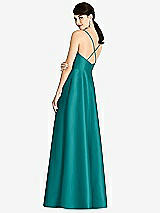 Rear View Thumbnail - Jade V-Neck Full Skirt Satin Maxi Dress