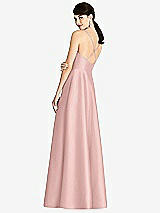 Rear View Thumbnail - Rose - PANTONE Rose Quartz V-Neck Full Skirt Satin Maxi Dress