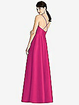 Rear View Thumbnail - Think Pink V-Neck Full Skirt Satin Maxi Dress