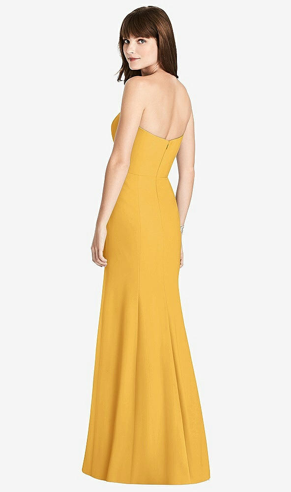 Back View - NYC Yellow Strapless Crepe Trumpet Gown with Front Slit