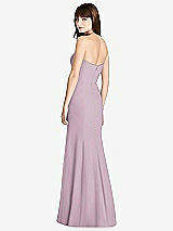 Rear View Thumbnail - Suede Rose Strapless Crepe Trumpet Gown with Front Slit