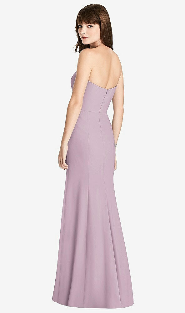 Back View - Suede Rose Strapless Crepe Trumpet Gown with Front Slit