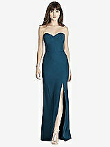 Front View Thumbnail - Atlantic Blue Strapless Crepe Trumpet Gown with Front Slit