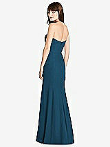 Rear View Thumbnail - Atlantic Blue Strapless Crepe Trumpet Gown with Front Slit