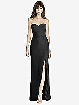 Front View Thumbnail - Black Strapless Crepe Trumpet Gown with Front Slit