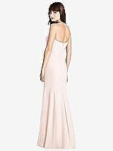 Rear View Thumbnail - Blush Strapless Crepe Trumpet Gown with Front Slit