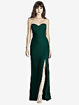 Front View Thumbnail - Evergreen Strapless Crepe Trumpet Gown with Front Slit