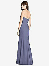 Rear View Thumbnail - French Blue Strapless Crepe Trumpet Gown with Front Slit
