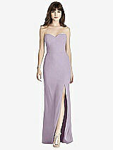 Front View Thumbnail - Lilac Haze Strapless Crepe Trumpet Gown with Front Slit