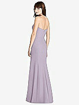 Rear View Thumbnail - Lilac Haze Strapless Crepe Trumpet Gown with Front Slit