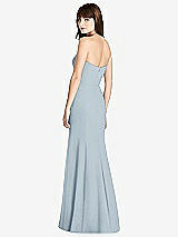 Rear View Thumbnail - Mist Strapless Crepe Trumpet Gown with Front Slit