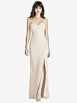 Front View Thumbnail - Oat Strapless Crepe Trumpet Gown with Front Slit