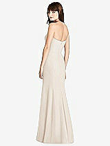 Rear View Thumbnail - Oat Strapless Crepe Trumpet Gown with Front Slit