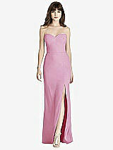 Front View Thumbnail - Powder Pink Strapless Crepe Trumpet Gown with Front Slit