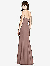 Rear View Thumbnail - Sienna Strapless Crepe Trumpet Gown with Front Slit
