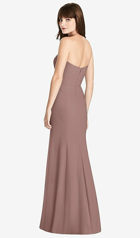 Back View - Sienna Strapless Crepe Trumpet Gown with Front Slit