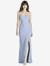 Front View Thumbnail - Sky Blue Strapless Crepe Trumpet Gown with Front Slit