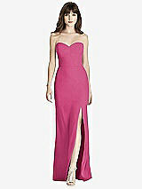 Front View Thumbnail - Tea Rose Strapless Crepe Trumpet Gown with Front Slit