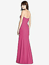 Rear View Thumbnail - Tea Rose Strapless Crepe Trumpet Gown with Front Slit