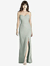 Front View Thumbnail - Willow Green Strapless Crepe Trumpet Gown with Front Slit
