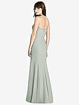 Rear View Thumbnail - Willow Green Strapless Crepe Trumpet Gown with Front Slit