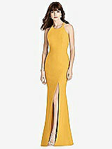 Front View Thumbnail - NYC Yellow Criss Cross Open-Back Trumpet Gown