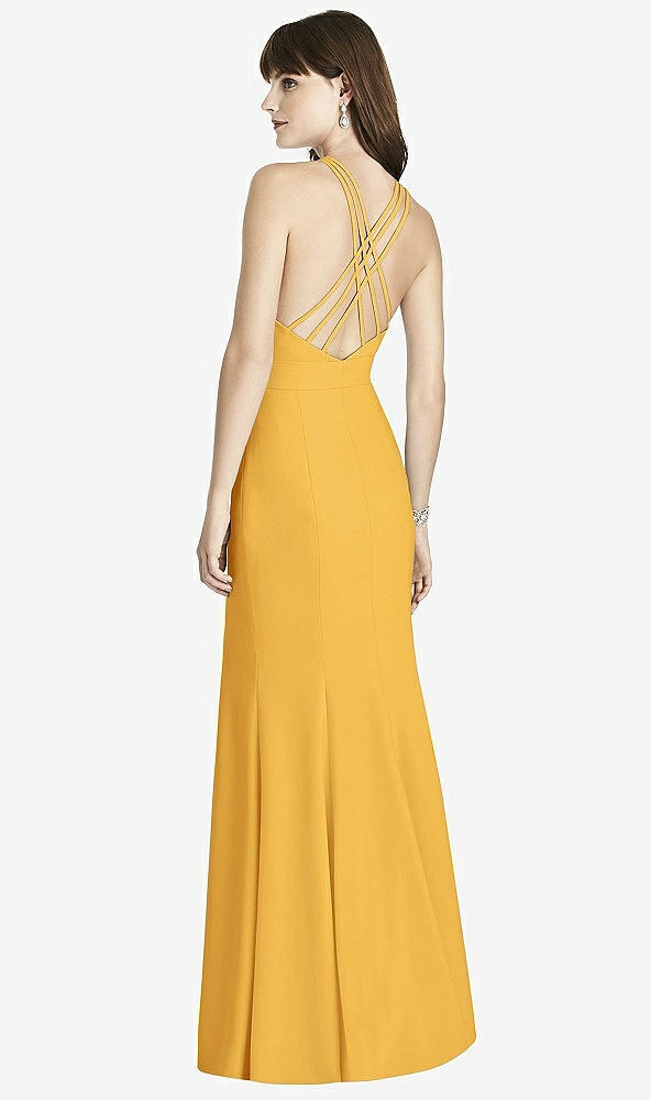 Back View - NYC Yellow Criss Cross Open-Back Trumpet Gown