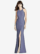Front View Thumbnail - French Blue Criss Cross Open-Back Trumpet Gown