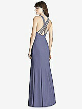 Rear View Thumbnail - French Blue Criss Cross Open-Back Trumpet Gown
