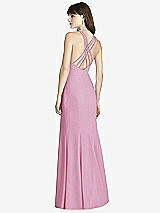 Rear View Thumbnail - Powder Pink Criss Cross Open-Back Trumpet Gown