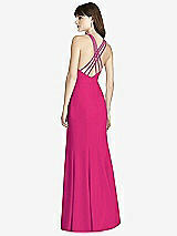 Rear View Thumbnail - Think Pink Criss Cross Open-Back Trumpet Gown