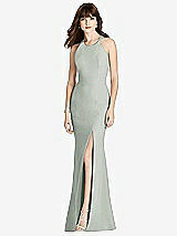 Front View Thumbnail - Willow Green Criss Cross Open-Back Trumpet Gown