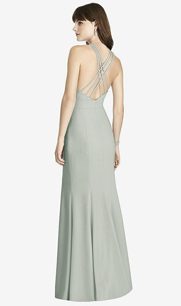 Back View - Willow Green Criss Cross Open-Back Trumpet Gown