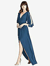 Front View Thumbnail - Dusk Blue Split Sleeve Backless Chiffon Maxi Dress