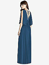 Rear View Thumbnail - Dusk Blue Split Sleeve Backless Chiffon Maxi Dress