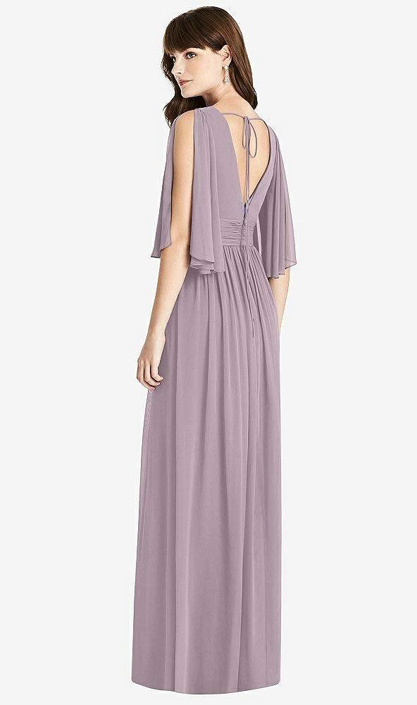 Back View - Lilac Dusk Split Sleeve Backless Chiffon Maxi Dress