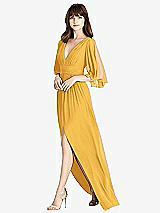 Front View Thumbnail - NYC Yellow Split Sleeve Backless Chiffon Maxi Dress