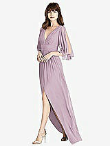 Front View Thumbnail - Suede Rose Split Sleeve Backless Chiffon Maxi Dress