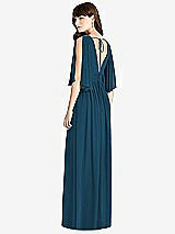 Rear View Thumbnail - Atlantic Blue Split Sleeve Backless Chiffon Maxi Dress