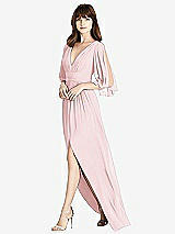 Front View Thumbnail - Ballet Pink Split Sleeve Backless Chiffon Maxi Dress