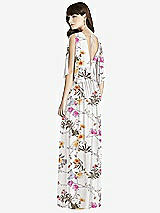 Rear View Thumbnail - Butterfly Botanica Ivory Split Sleeve Backless Chiffon Maxi Dress