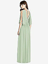 Rear View Thumbnail - Celadon Split Sleeve Backless Chiffon Maxi Dress