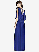 Rear View Thumbnail - Cobalt Blue Split Sleeve Backless Chiffon Maxi Dress